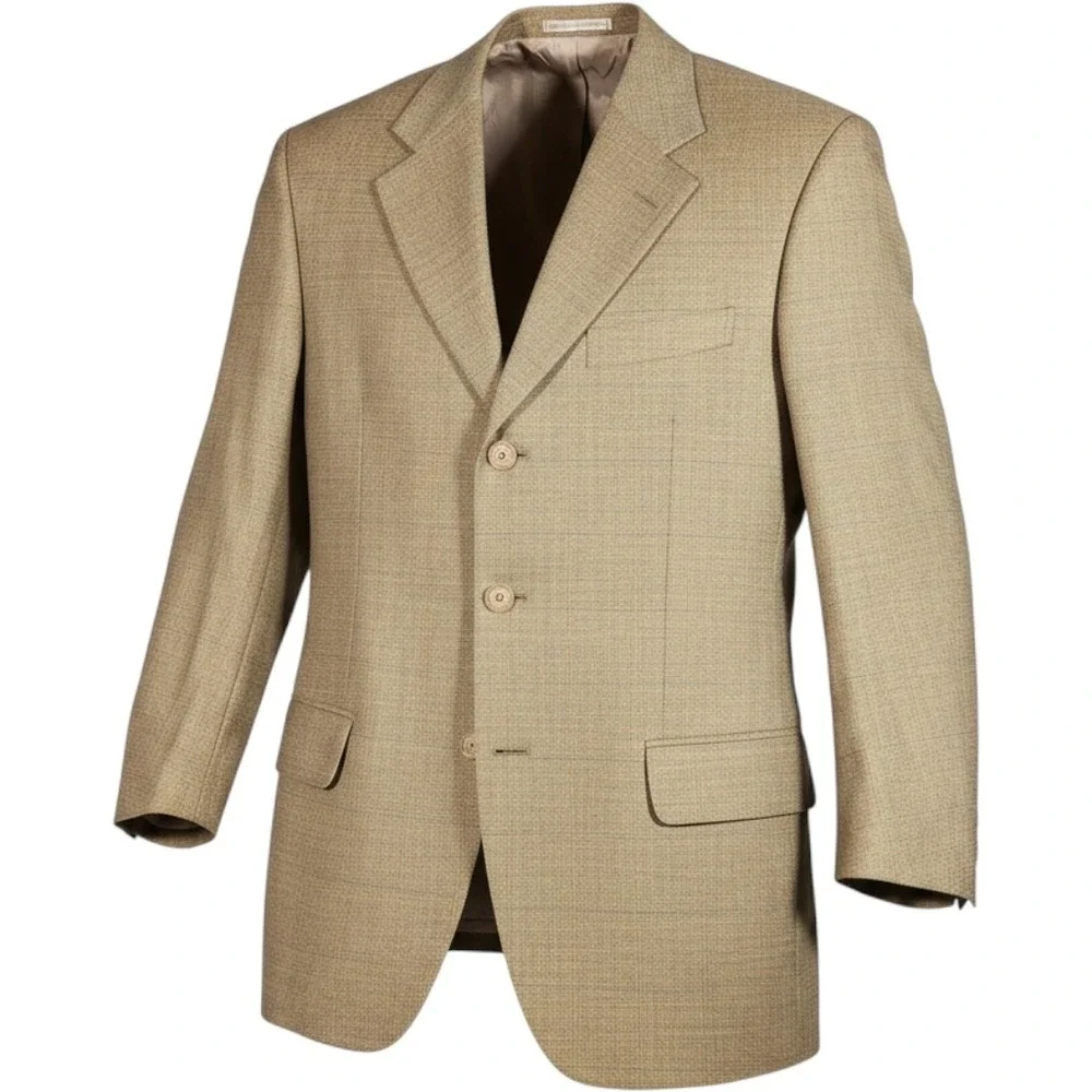 Ermenegildo‎ Zegna Blazer Mens 48L Tan Wool Taglio Esclusivo High Performance